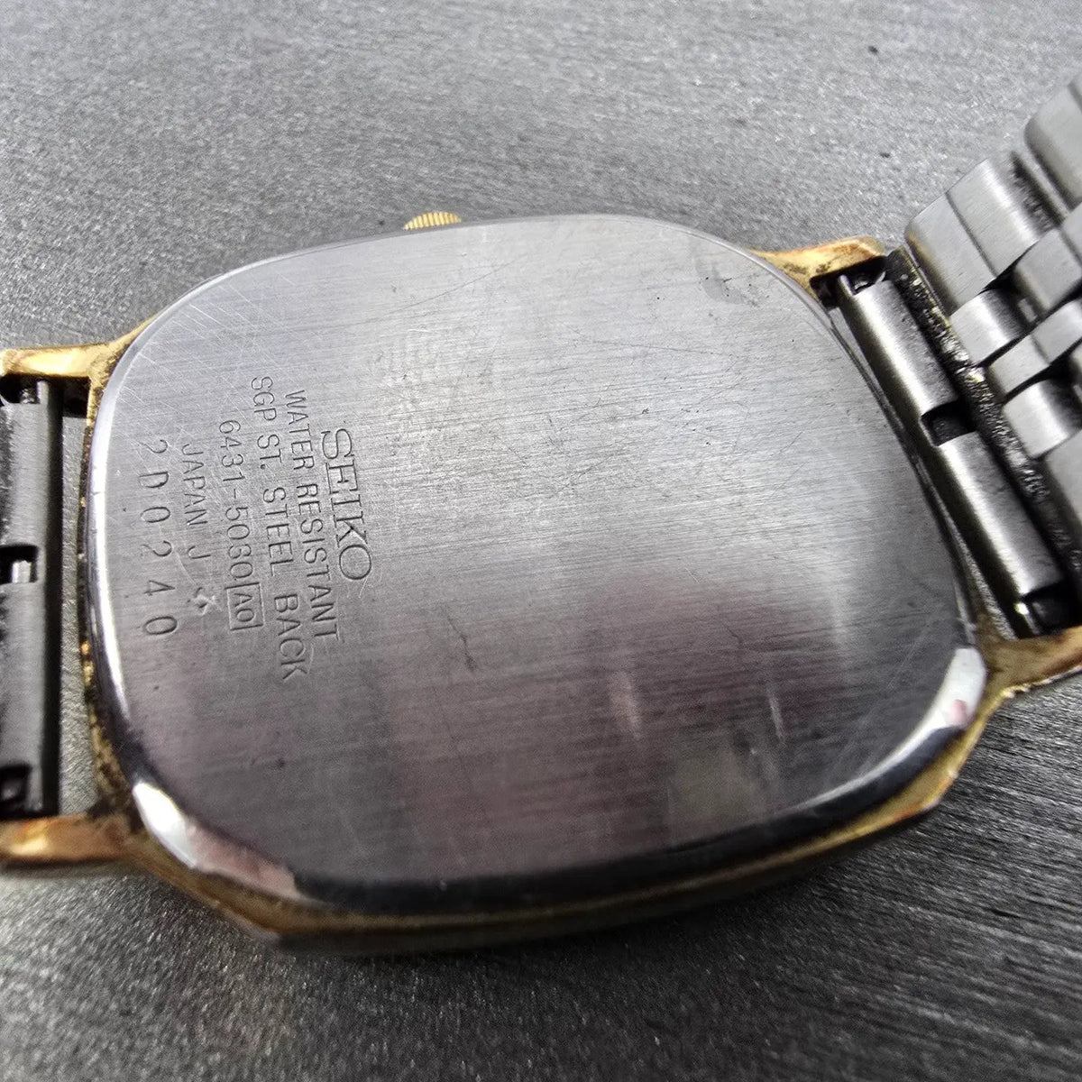 Seiko Tank Watch Men 30mm Champagne Dial Gold Tone Octagon 6431-5030 PARTS10
