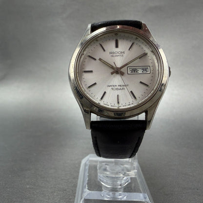 Ricoh Watch Unisex 13mm Silver Dial Silver Tone Round Daydate New Battery5