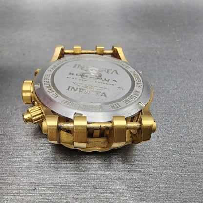 Invicta Subaqua Chronograph Watch Women 40mm Black Dial Gold Tone Date New Batt8