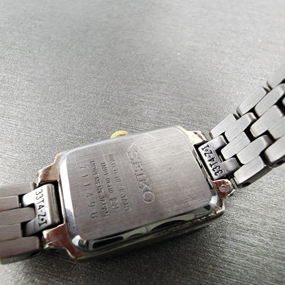 Seiko Tank Watch Women 16mm White Dial Two Tone Rectangle 1N010FH0 New Battery9