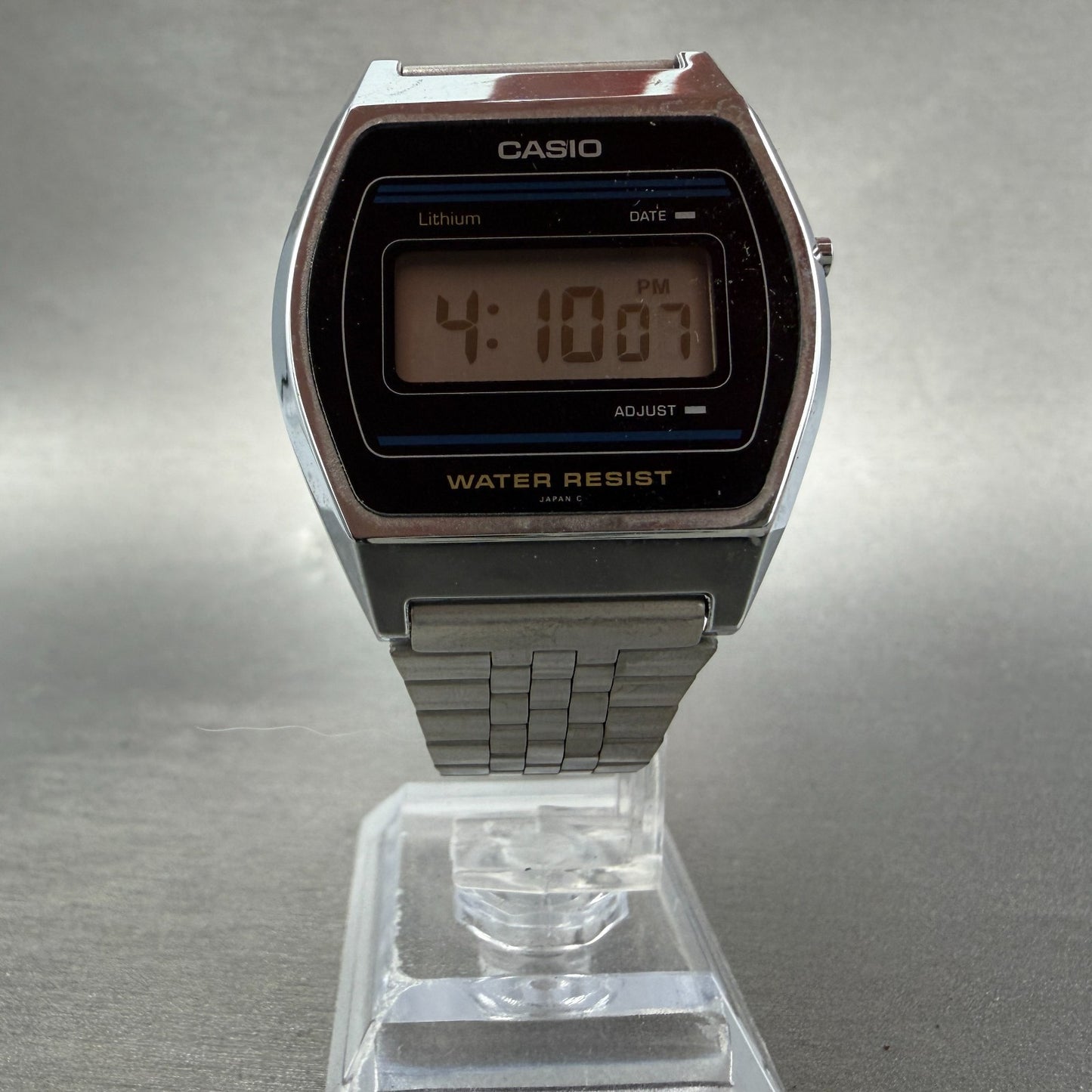 Casio B612 Watch Men 35mm Digital Black Dial Silver Tone Octagon New Battery VTG5