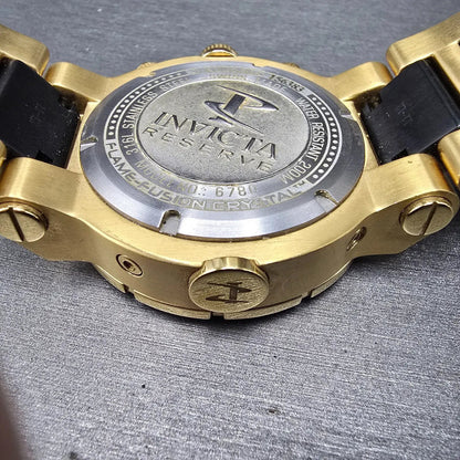 Invicta Reserve Ocean Reef Chronograph Watch Men 46mm MOP Dial Black Gold  READ!8