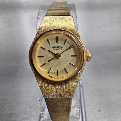Seiko Watch Women 17mm Champagne Dial Gold Tone Round 5421-0030 New Battery VTG0