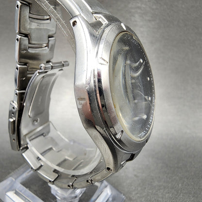 Seiko Wired Solar Watch Men 37mm Black Dial Silver Tone Date V145-0av0 Runs