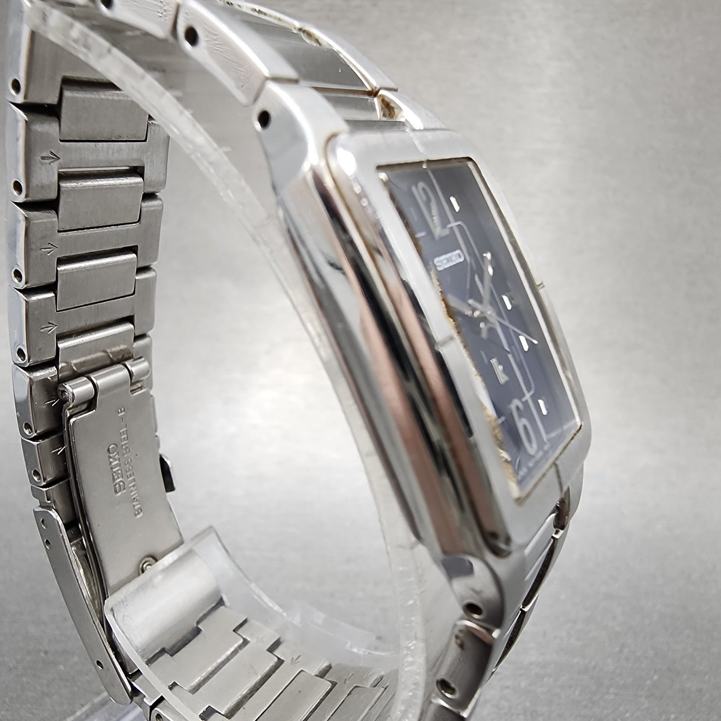 Seiko Lukia Tank Watch Women 19mm Blue Dial Silver Tone 1n010b20 New Battery3