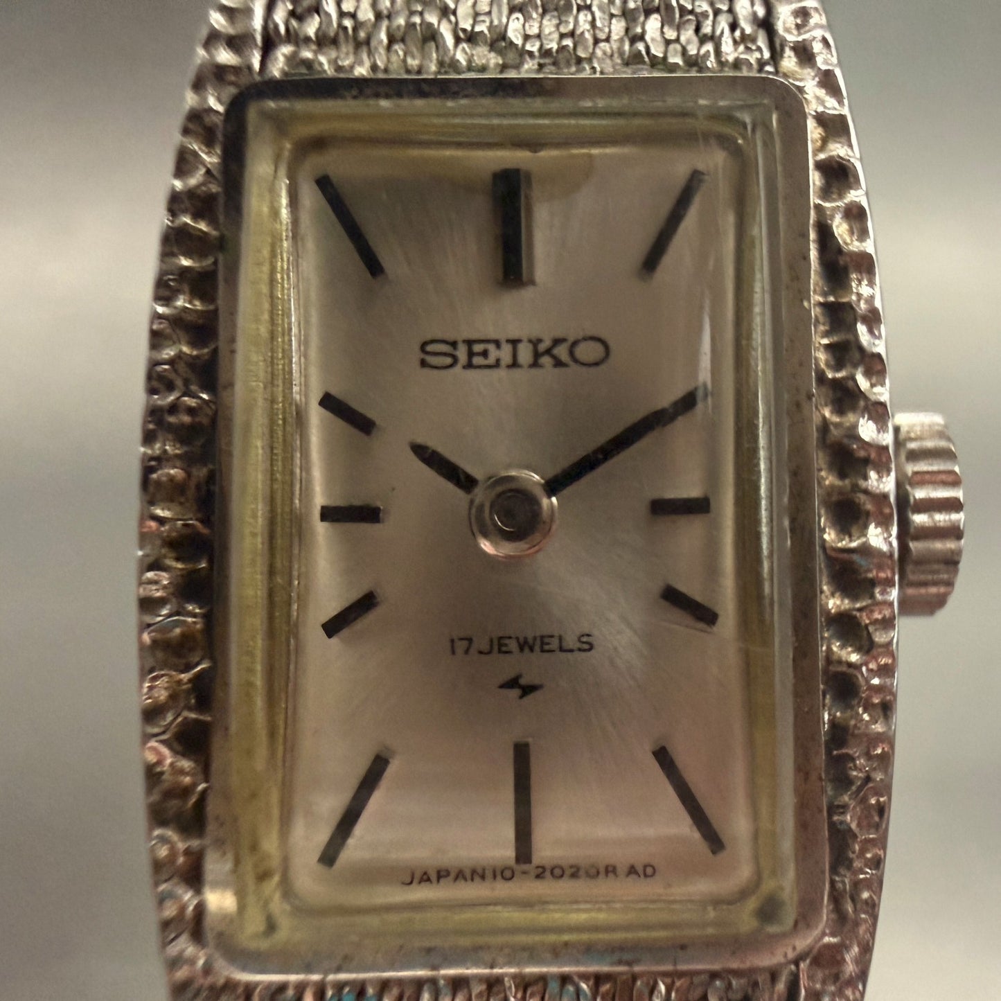 Seiko Watch Women 15mm Silver Dial Silver Tone Rectangle 10-3580 Works1