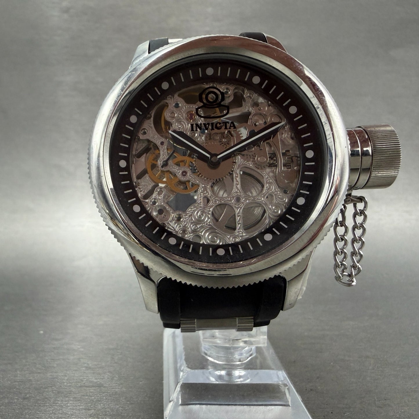 Invicta Russian Diver Watch Men 52mm Skeleton Dial Silver Tone Manual 1088 Runs6