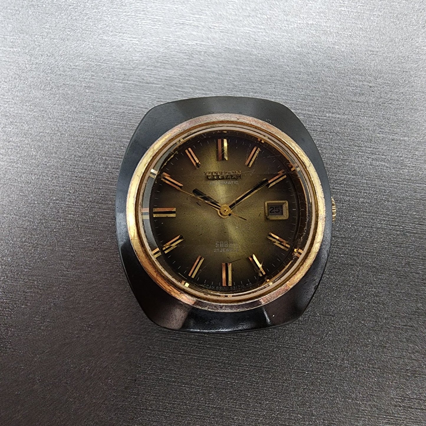 Citizen Automatic Watch Women 29mm Green Dial Black Tone Date 4691288 PARTS0