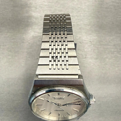 Seiko Chronos Watch Men 34mm Silver Dial Silver Tone Daydate 8123-7090New Batt4