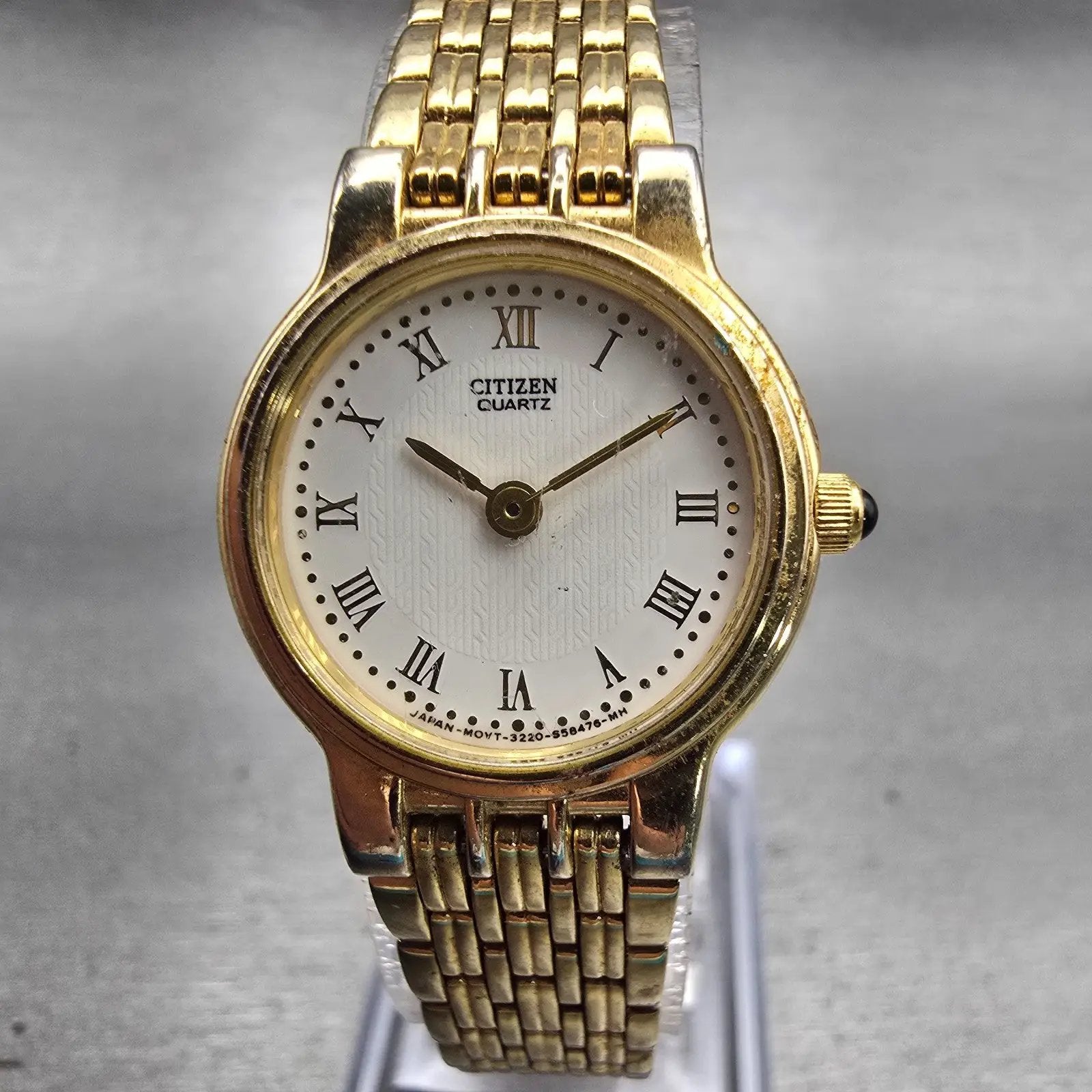 Citizen Watch Women 21mm White Dial Gold Tone Round 3220-S19538 New Battery VTG0