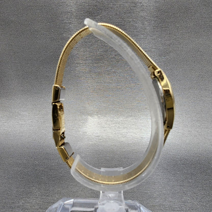 Vintage Seiko Watch Women 25mm Gold Dial Gold Tone Hexagon 2C21-5149 New Batt A1