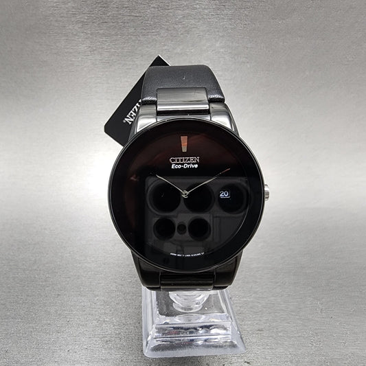 Citizen Eco-Drive Axiom Watch Men 40mm Black Dial Black Tone Leather Date Works