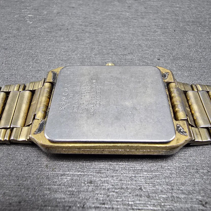 Seiko Tank Watch Men 26mm Gold Dial Gold Tone Rectangle V701-5J00 PARTS14