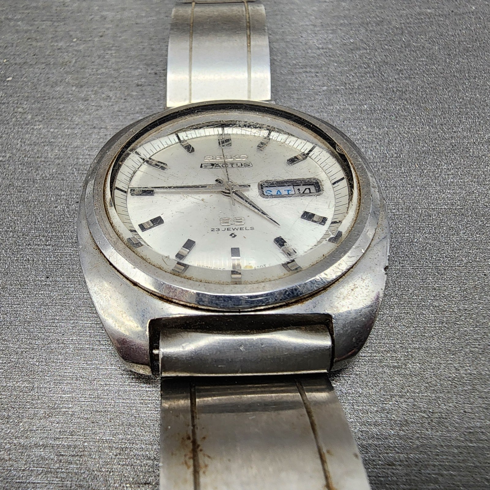 Seiko 5Actus Watch Men 39mm Silver Dial Silver Tone Daydate 61067420 PARTS3