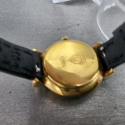 Gucci 5300L Watch Women 24mm Black Dial Gold Plated Round New Battery VTG9