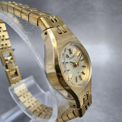 Seiko Watch Women 17mm Gold Dial Gold Tone Manual Round Runs 1106393