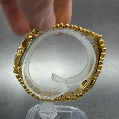 Gruen Watch Women 21mm White Dial Gold Tone Oval Crystal bezel New Battery6