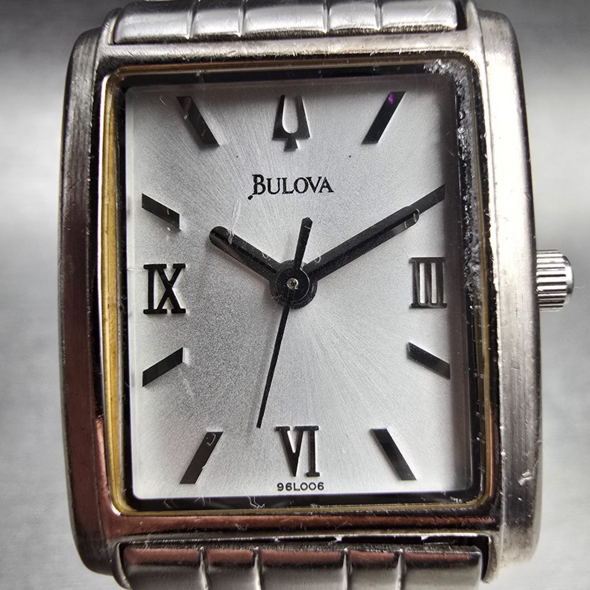 Bulova Tank Watch Women 22mm Silver Dial Silver Tone Rectangle 96L006 New Batt1