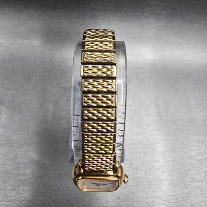 Seiko Watch Women 17mm White Dial Gold Tone Rectangle 1N00-5K29 New Battery JP4
