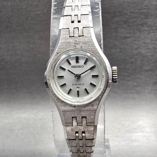 Seiko Watch Women 17mm Silver Dial Silver Tone Round 11-0330 Manual Wind Vintage0
