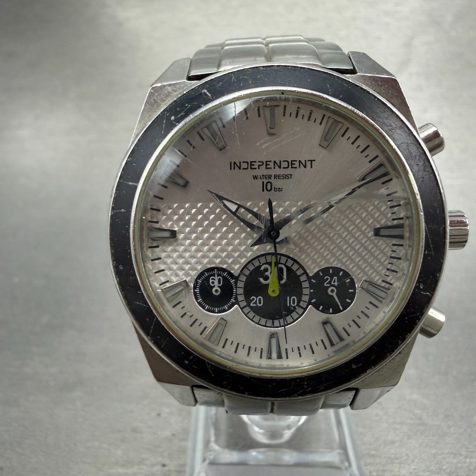 Citizen Independent Chronograph Watch Men 40mm Silver Dial Steel New Battery0