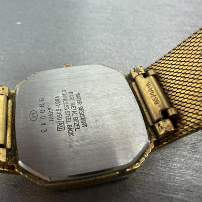 Seiko Alba Estate Watch Men 28mm Black Dial Gold Tone V801-5350 New Battery VTG9