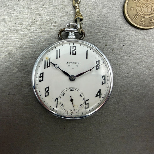 Juvenia Pocket Watch 42mm White Dial Silver TOne PARTS0