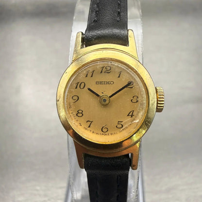 Seiko Watch Women 16mm Gold Dial Gold Tone Round 1100-1529 Mechanical Works VTG0