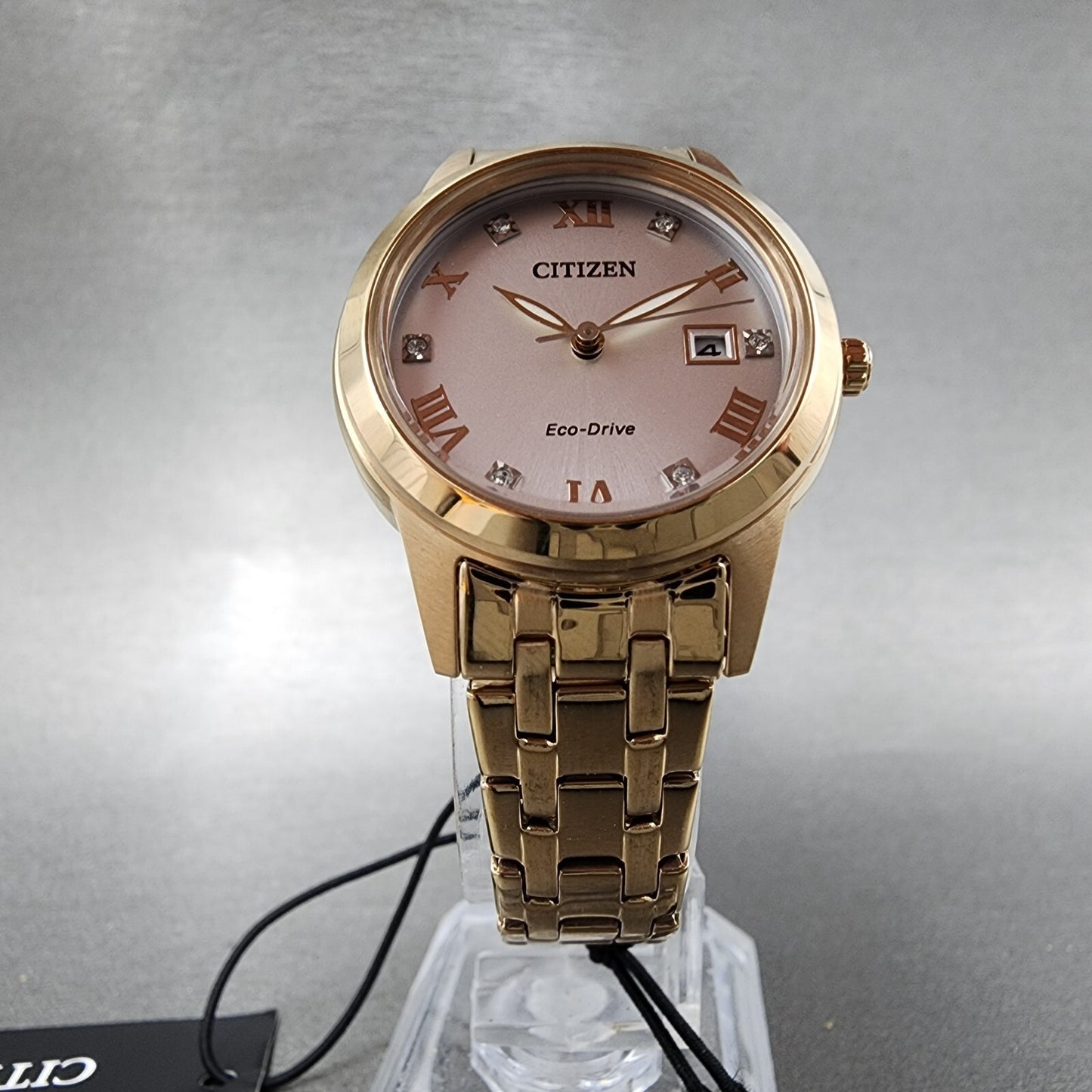 Citizen EcoDrive Watch Women 29mm Silver Dial Rose Gold Tone Date FE124359A5