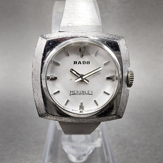 Rado Mckinley Watch Women 25mm White Dial Silver Tone Cushion manual Wind PARTS0