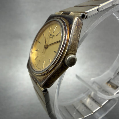 Seiko Watch Women 22mm Gold Dial Gold Tone Round 2C21-0049 New Battery Vintage2