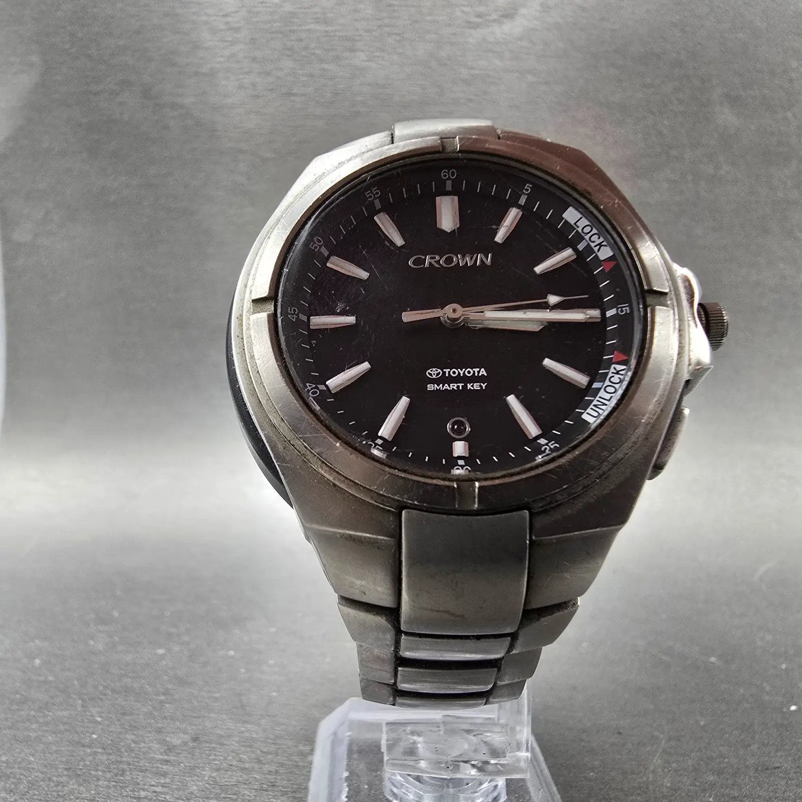Citizen Toyota Watch Men 44mm Black Dial Titanium Solar Crown Smart Key Runs5