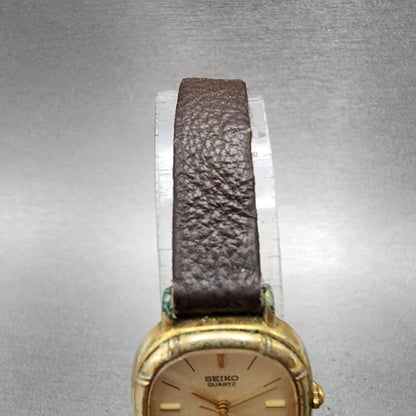 Seiko Watch Women 21mm Champagne Dial Gold Tone Rectangle 34215000 New Battery4