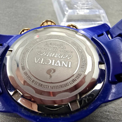 Invicta Chronograph Watch Women 39mm Blue Dial Blue Ceramic Date READ!!!!! 2007011