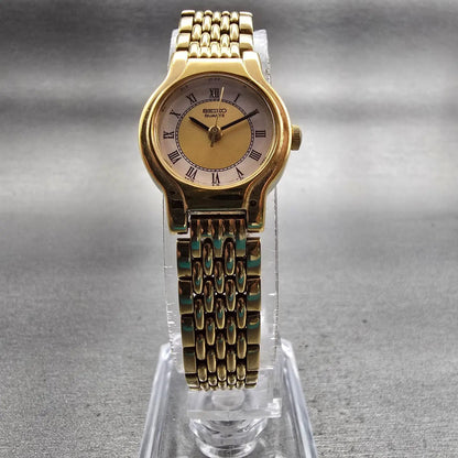 Seiko Watch Women 19mm Gold Dial Gold Tone Round V401-0289 New Battery Vintage5