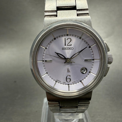 Seiko Lukia Watch Women 29mm Purple Dial Silver Tone Date Round 7N82-6E00 NewBat0