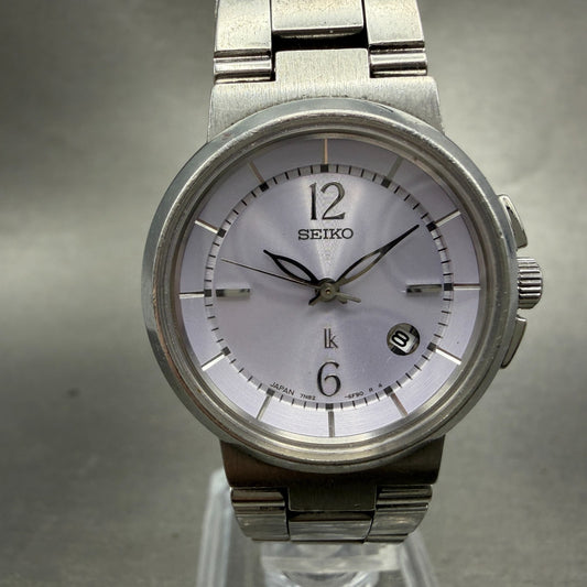 Seiko Lukia Watch Women 29mm Purple Dial Silver Tone Date Round 7N82-6E00 NewBat0
