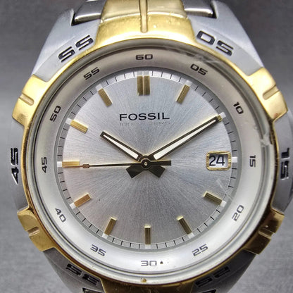 Fossil Blue Watch Men 41mm Silver Dial Two Tone Date Round  AM-3998 New Battery2