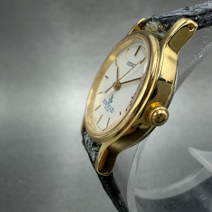 Seiko Watch Women 23mm White Dial Gold Tone Round 2P21-0A9A New Battery Vintage2