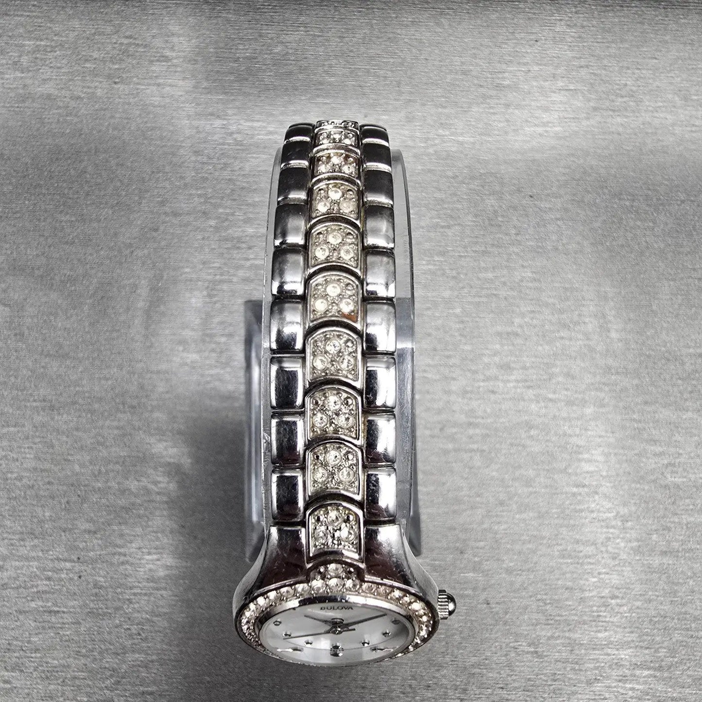 Bulova Watch Women 22mm MOP Dial Silver Tone Crystal Bezel 96T14 New Battery4