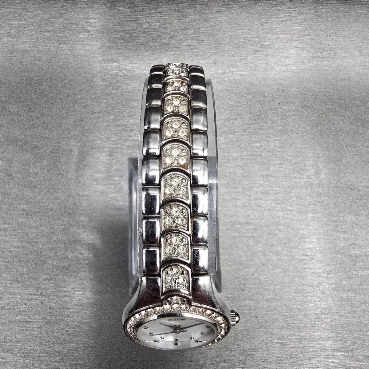 Bulova Watch Women 22mm MOP Dial Silver Tone Crystal Bezel 96T14 New Battery4