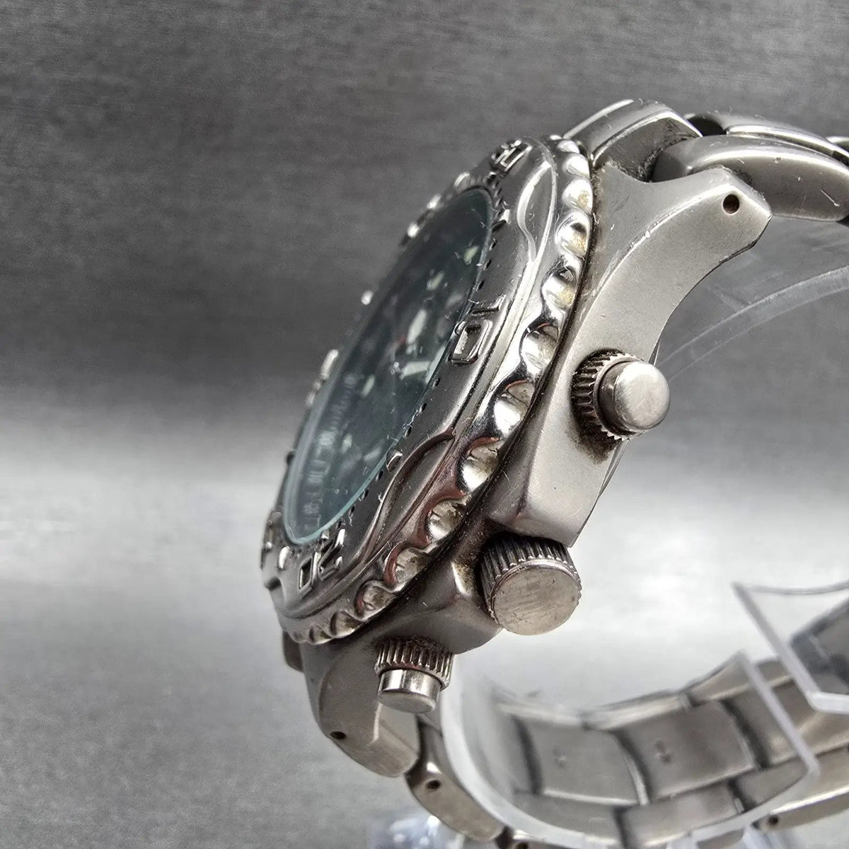 Fossil Dive Watch Men 40mm Gray Dial Titanium Chronograph Round TI-5010 NewBat 12