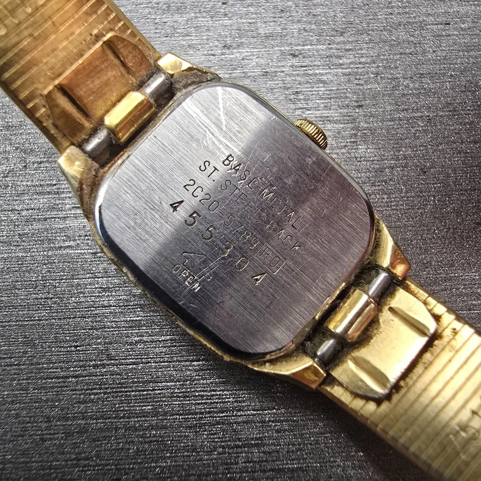 Seiko Watch Women 16mm Brown Dial Gold Tone Rectangle 2C20-5789 New Battery VTG10