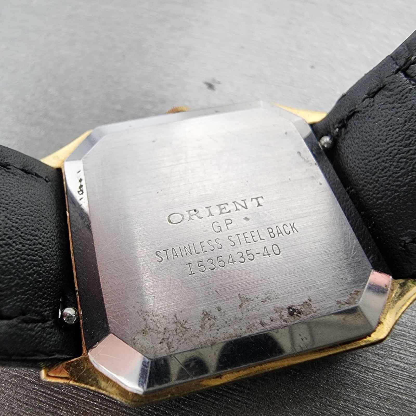 Orient Tank Watch Men 27mm Black Dial Black & Gold Tone I53543540 New Battery9