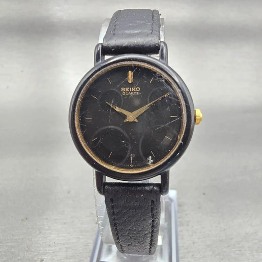 Seiko Watch Women 20mm Black Dial Black Tone Round 2Y00-0G49 New Battery Vintage0