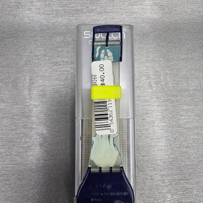 Swatch Twitch Twins Watch Men 33mm Silver Dial Blue Case GN168 New Battery NOS10
