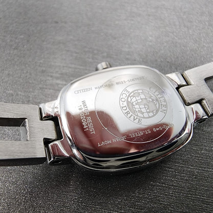 Citizen EcoDrive Watch Women 17mm MOP Dial Steel Rectangle Crystal Works10