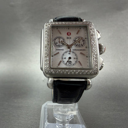 Michele Deco Chronograph Watch Women 33mm MOP Dial Steel Diamond New Battery5
