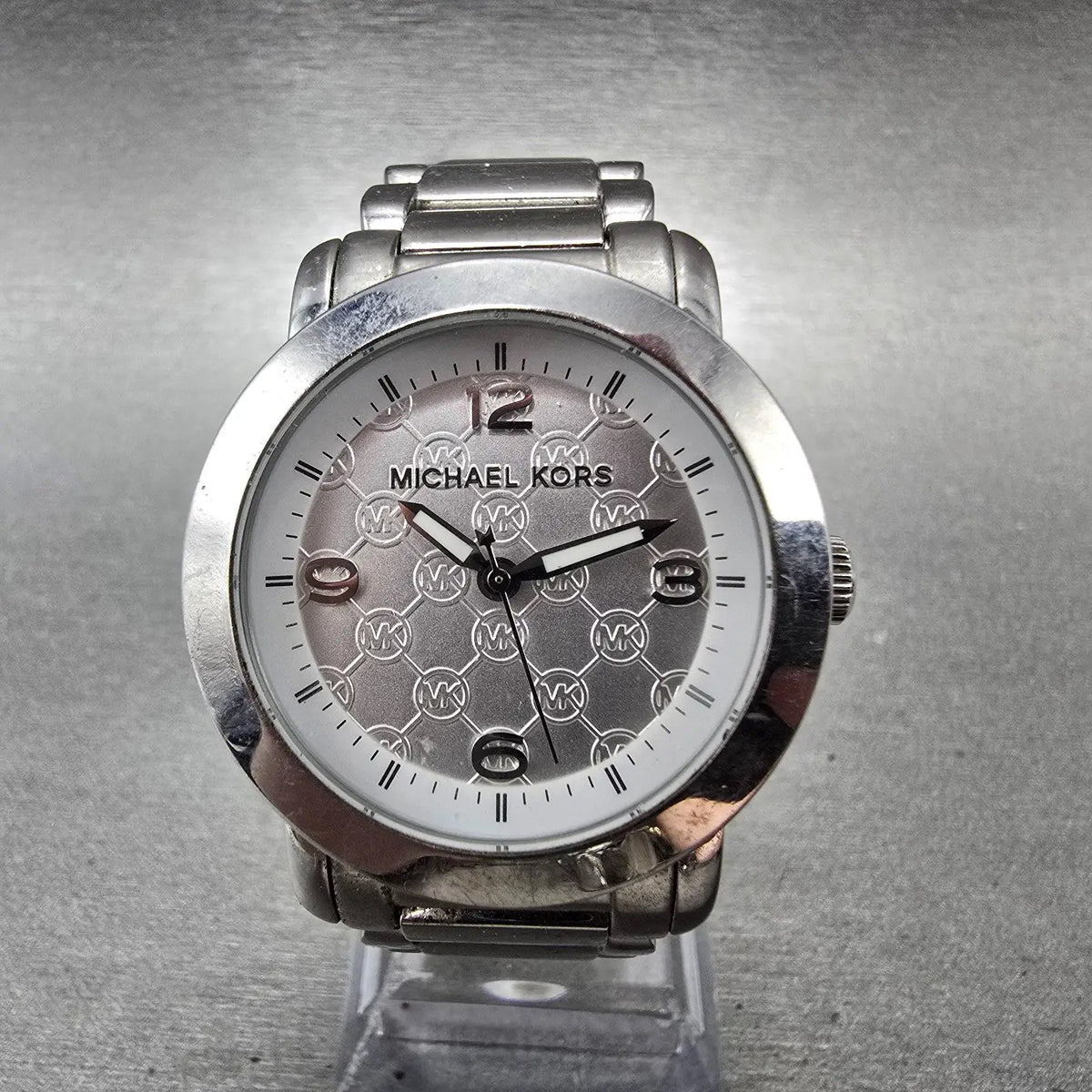 Michael Kors Janey Watch Women 34mm White Dial Silver Tone Round MK-3157 New Bat0