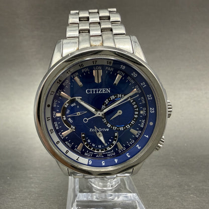 Citizen Eco-Drive Calendrier Watch Men 44mm Blue Dial Steel Daydate BU2021 Runs0